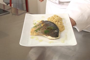 Filet de daurade au citron, blé comme un risotto